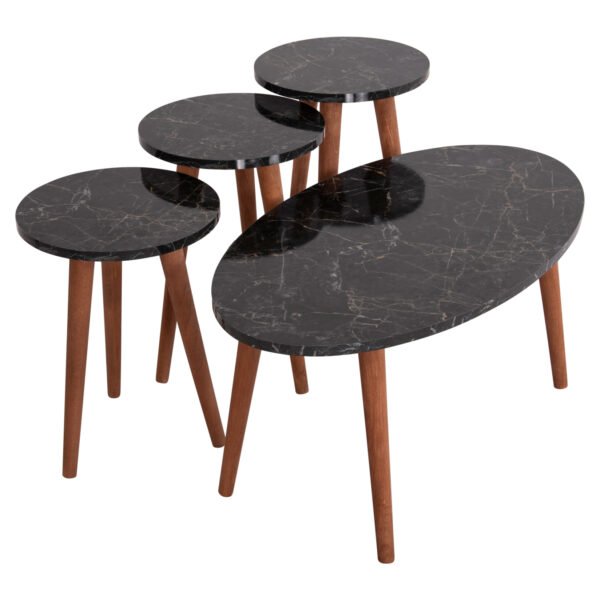 ΣΕΤ ΤΡΑΠΕΖΙ ΣΑΛΟΝΙΟΥ & 3 ΒΟΗΘ.ΤΡΑΠΕΖΙΑ VITAL HM18180.02 ΜΕΛΑΜΙΝΗ ΜΑΥΡΟ ΜΑΡΜΑΡΟ-ΚΑΡΥΔΙ ΠΟΔΙΑ