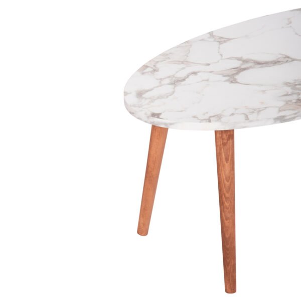 ΣΕΤ ΤΡΑΠΕΖΙ ΣΑΛΟΝΙΟΥ & 3 ΒΟΗΘ.ΤΡΑΠΕΖΙΑ VITAL HM18180.03 ΜΕΛΑΜΙΝΗ ΛΕΥΚΟ ΜΑΡΜΑΡΟ-ΚΑΡΥΔΙ ΠΟΔΙΑ - Image 8