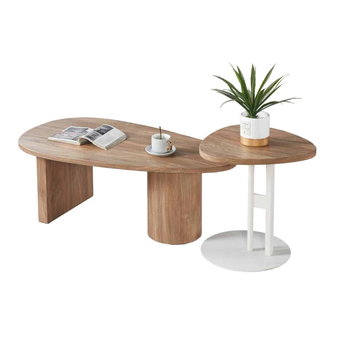 ΣΕΤ ΤΡΑΠΕΖΙ ΣΑΛΟΝΙΟΥ ΜΕ ΒΟΗΘΗΤΙΚΟ ALPER HM21262 MDF SONAMA-ΜΕΤΑΛΛΟ ΛΕΥΚΟ - Image 2