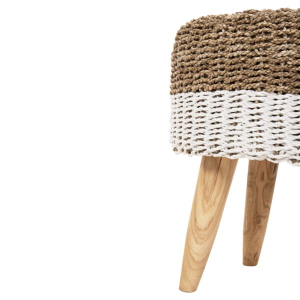 ΣΚΑΜΠΟ BEAM HM7827.01 ΞΥΛΟ ΤΕΑΚ ΚΑΙ SEAGRASS ΣΕ ΦΥΣΙΚΟ & ΛΕΥΚΟ Φ42x46Yεκ. - Image 6