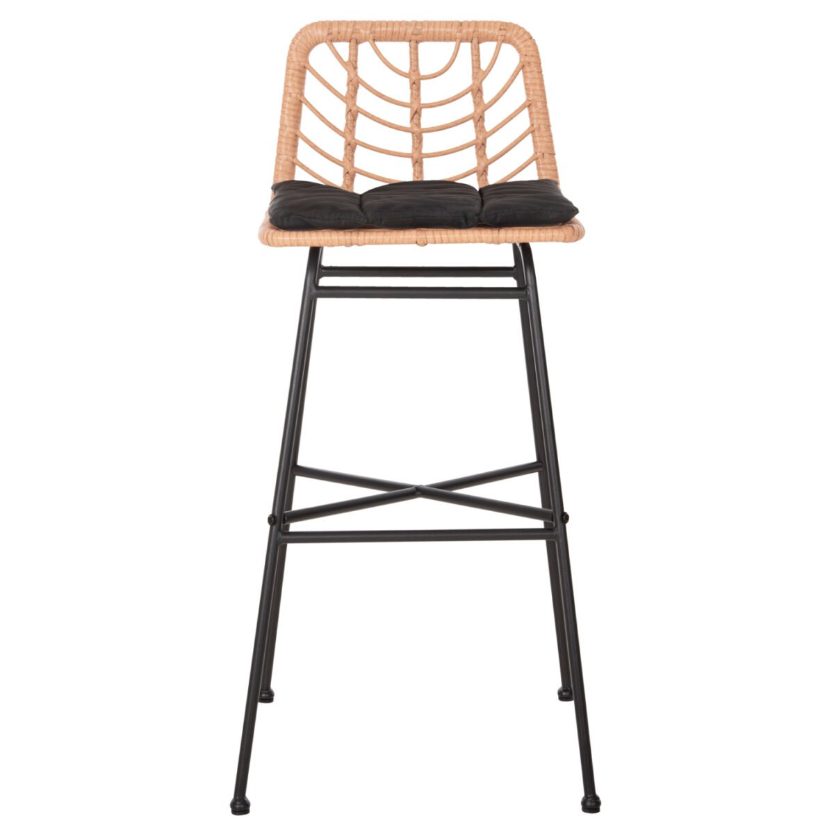 ΣΚΑΜΠΟ ΜΠΑΡ ΨΗΛΟ GERALD HM5706.11 ΜΕΤΑΛΛΟ&ΜΑΞΙΛΑΡΙ ΜΑΥΡΟ-WICKER ΜΠΕΖ 49x50x101Υεκ. - Image 3