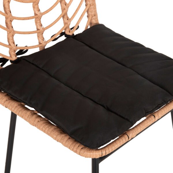 ΣΚΑΜΠΟ ΜΠΑΡ ΨΗΛΟ GERALD HM5706.11 ΜΕΤΑΛΛΟ&ΜΑΞΙΛΑΡΙ ΜΑΥΡΟ-WICKER ΜΠΕΖ 49x50x101Υεκ. - Image 8