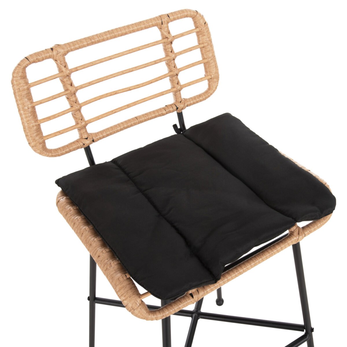 ΣΚΑΜΠΟ ΜΠΑΡ ΨΗΛΟ ALLEGRA HM5708.11 ΜΕΤΑΛΛΟ&ΜΑΞΙΛΑΡΙ ΜΑΥΡΟ-WICKER ΜΠΕΖ 48x49x99,5Υεκ. - Image 8