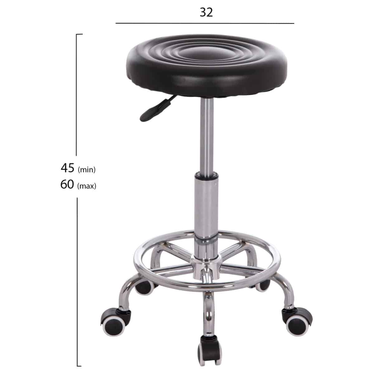 ΣΚΑΜΠΟ ΠΕΡΙΣΤΡΕΦΟΜΕΝΟ ΣΧΕΔΙΑΣΤΗΡΙΟΥ IRIS HM212.21 ΜΑΥΡΟ PU HOMEMARKT Φ32x45-60Υεκ. - Image 2