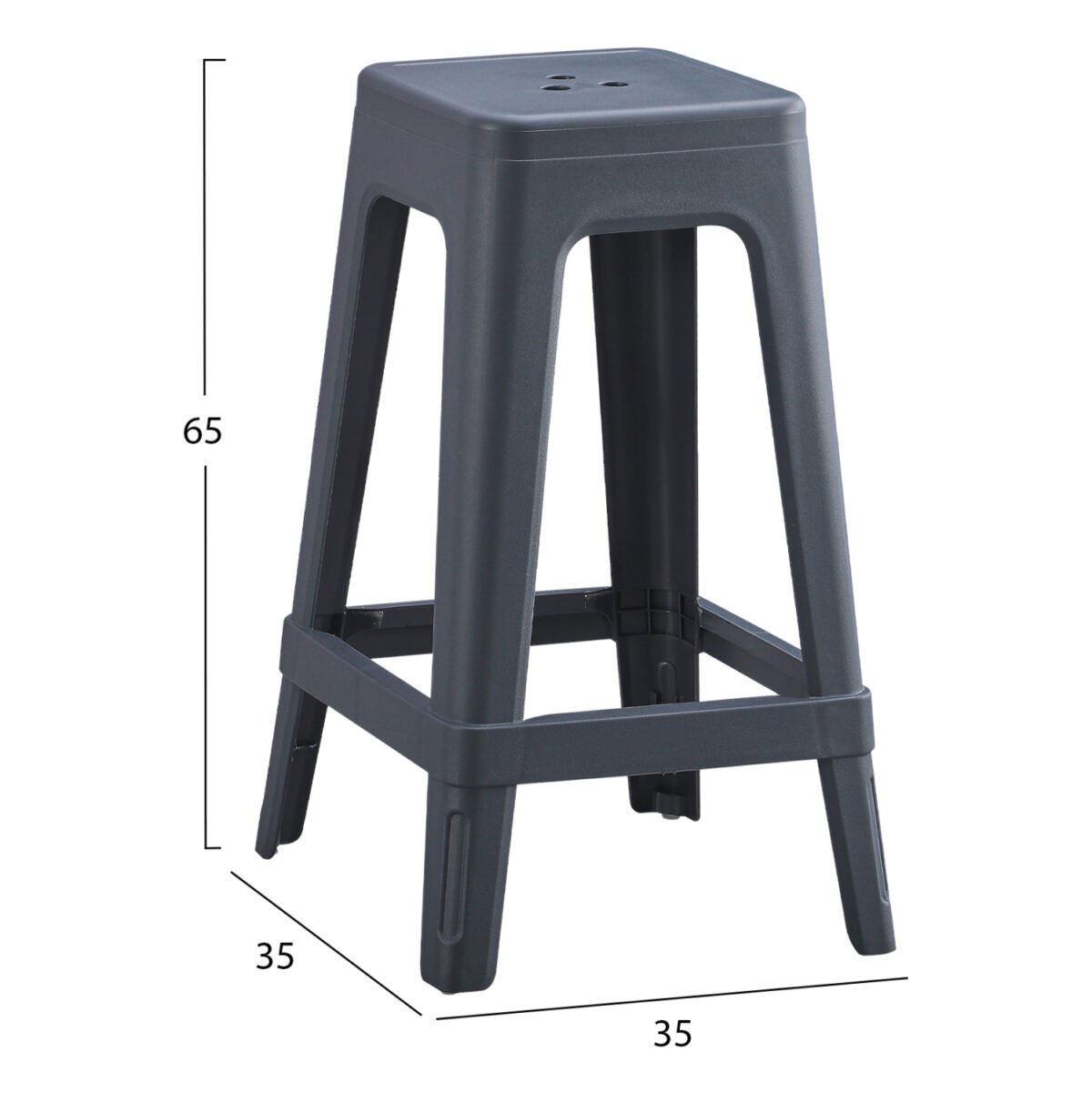 ΣΚΑΜΠΟ ΠΟΛΥΠΡΟΠΥΛΕΝΙΟΥ ΤΕΤΡΑΓΩΝΟ ZEB HM6128.03 ΓΚΡΙ 35x35x65Υεκ. - Image 2