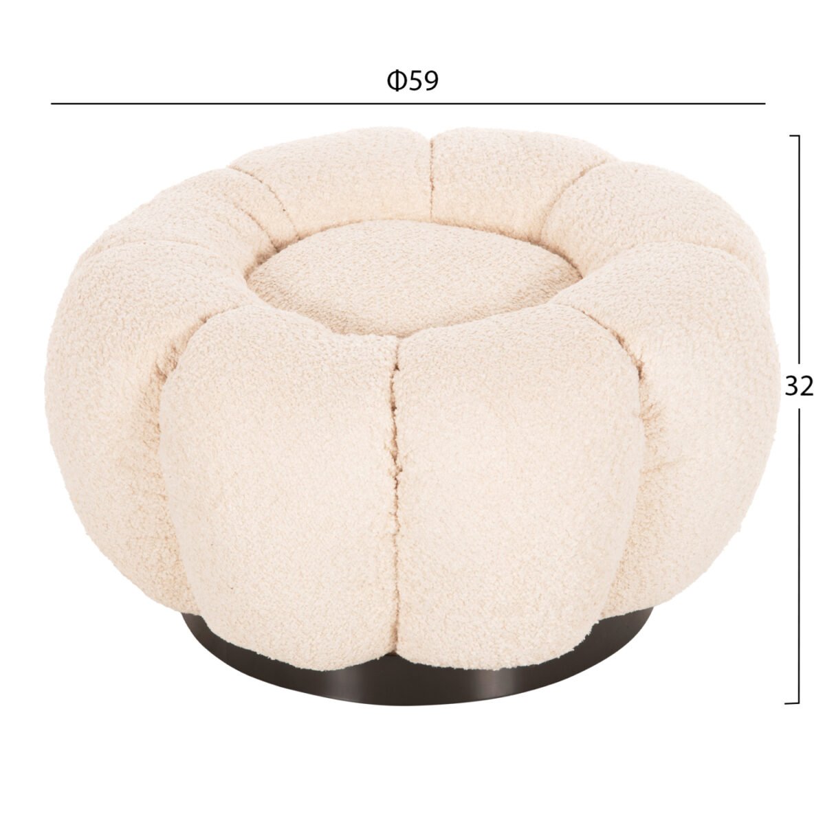 ΣΚΑΜΠΟ ΣΤΡΟΓΓΥΛΟ KRIPP HM9602.06 ΕΚΡΟΥ ΜΠΟΥΚΛΕ-ΜΑΥΡΗ ΜΕΤΑΛΛΙΚΗ ΒΑΣΗ Φ60x31Υεκ. - Image 2