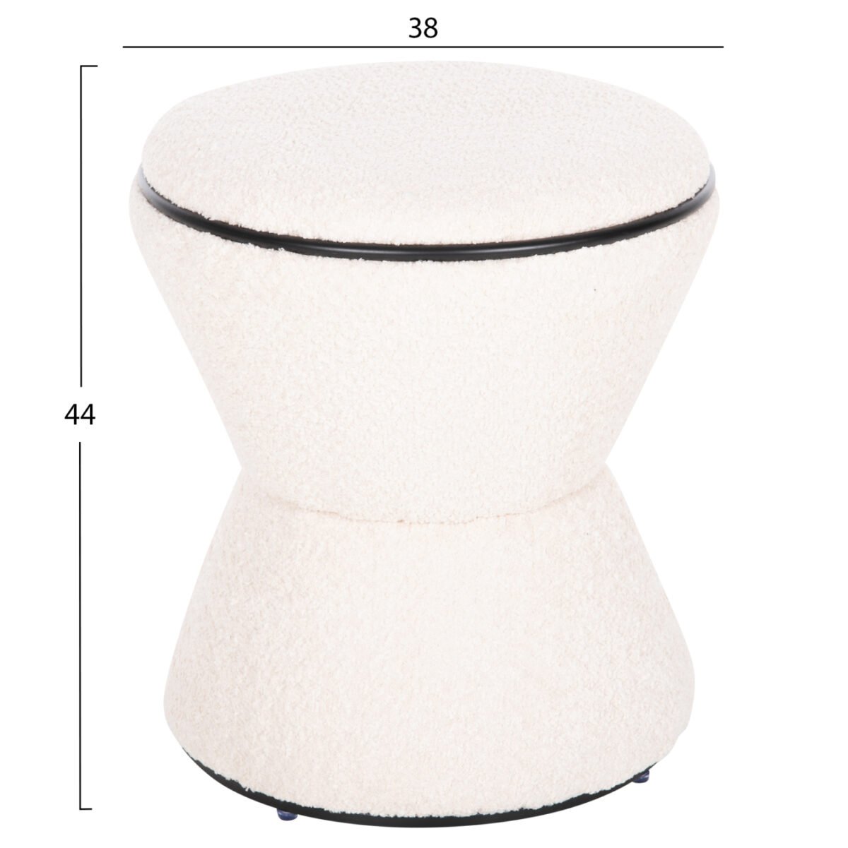 ΣΚΑΜΠΟ ΣΤΡΟΓΓΥΛΟ LINNER HM9604.06 ΜΠΟΥΚΛΕ ΥΦΑΣΜΑ ΕΚΡΟΥ-ΜΑΥΡΗ ΛΕΠΤΟΜΕΡΕΙΑ Φ38x44 εκ. - Image 2