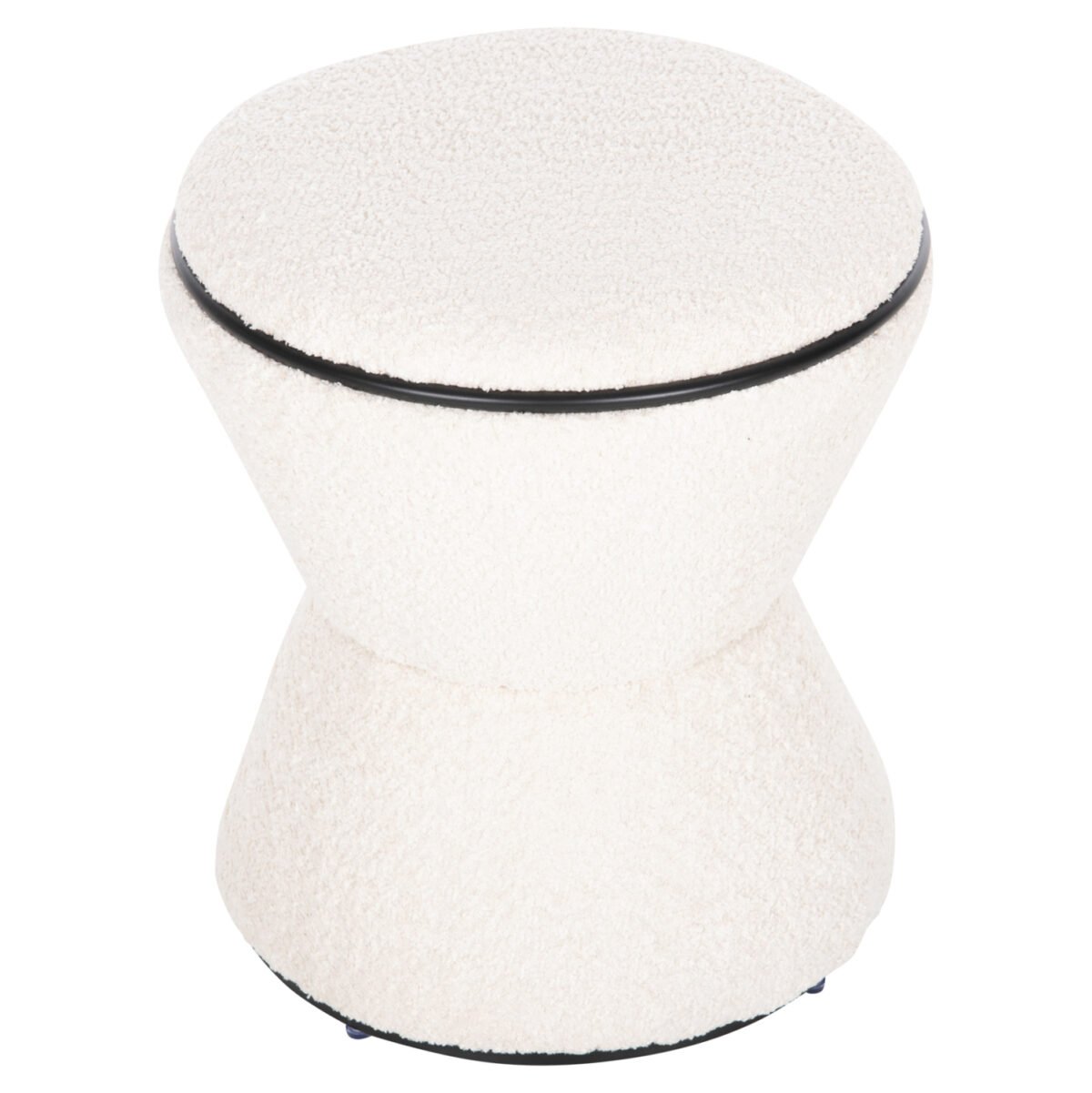 ΣΚΑΜΠΟ ΣΤΡΟΓΓΥΛΟ LINNER HM9604.06 ΜΠΟΥΚΛΕ ΥΦΑΣΜΑ ΕΚΡΟΥ-ΜΑΥΡΗ ΛΕΠΤΟΜΕΡΕΙΑ Φ38x44 εκ. - Image 4