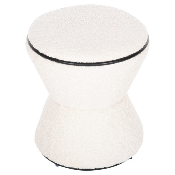 ΣΚΑΜΠΟ ΣΤΡΟΓΓΥΛΟ LINNER HM9604.06 ΜΠΟΥΚΛΕ ΥΦΑΣΜΑ ΕΚΡΟΥ-ΜΑΥΡΗ ΛΕΠΤΟΜΕΡΕΙΑ Φ38x44 εκ. - Image 4