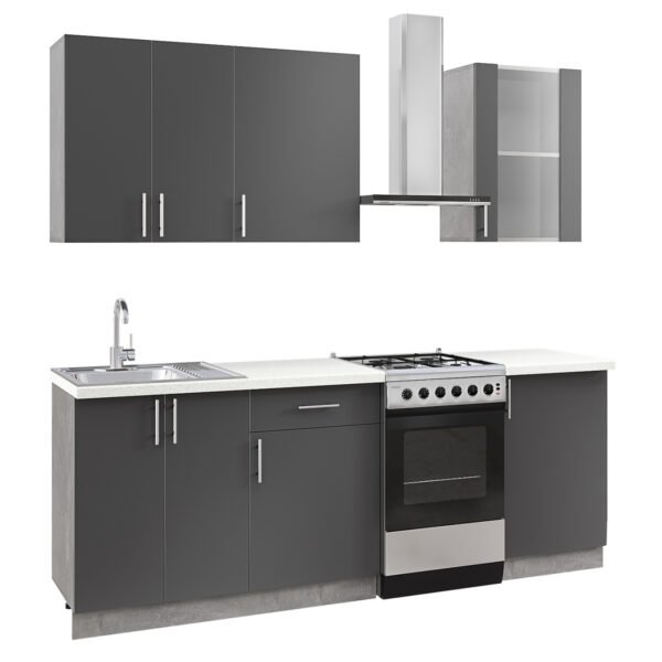 ΣΥΝΘΕΣΗ ΚΟΥΖΙΝΑΣ ΜΕΛΑΜΙΝΗ ΓΚΡΙ ΑΝΘΡΑΚΙ ΛΕΥΚΟ HPL 160x47x84