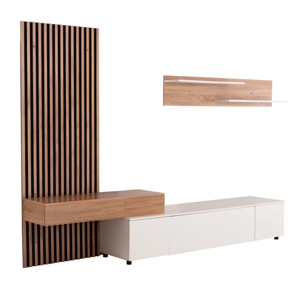 ΣΥΝΘΕΣΗ ΤΗΛΕΟΡΑΣΗΣ DORT HM18076.01 ΜΕΛΑΜΙΝΗ ΣΕ ΣΟΝΑΜΑ-ΛΕΥΚΟ 249.5x42.2x199.5Υεκ - Image 3