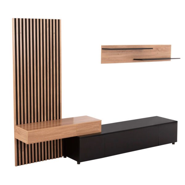 ΣΥΝΘΕΣΗ ΤΗΛΕΟΡΑΣΗΣ DORT HM18076.02 ΜΕΛΑΜΙΝΗ ΣΕ ΣΟΝΑΜΑ-ΜΑΥΡΟ 249.5x42.2x199.5Υεκ - Image 3