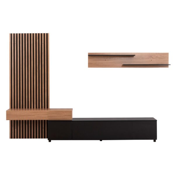 ΣΥΝΘΕΣΗ ΤΗΛΕΟΡΑΣΗΣ DORT HM18076.02 ΜΕΛΑΜΙΝΗ ΣΕ ΣΟΝΑΜΑ-ΜΑΥΡΟ 249.5x42.2x199.5Υεκ - Image 4