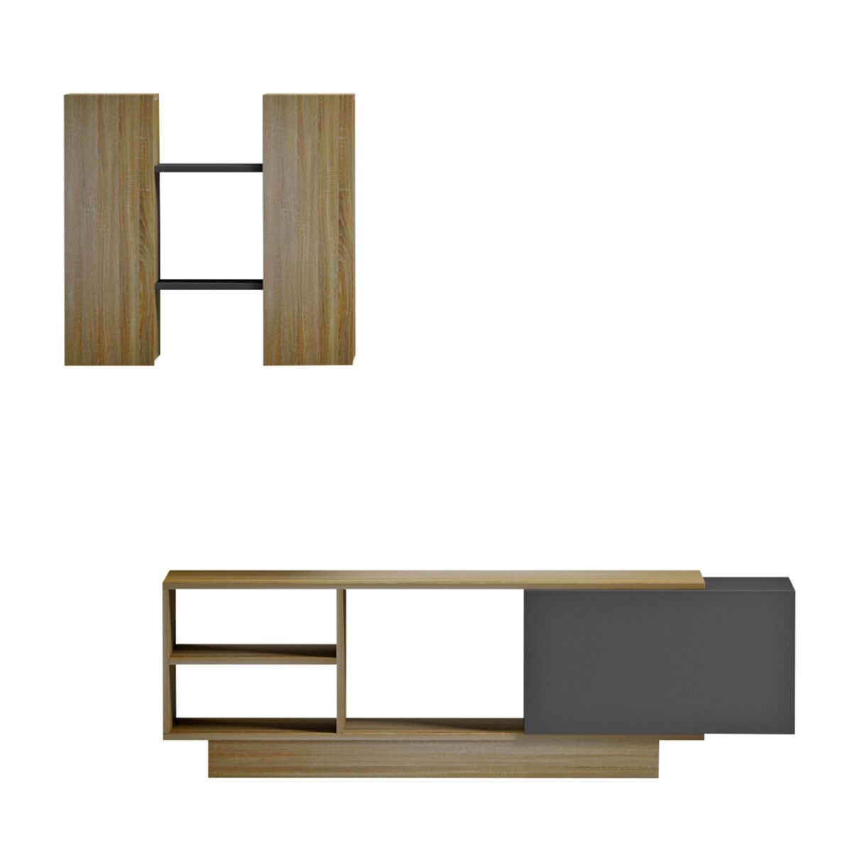 ΣΥΝΘΕΣΗ ΤΗΛΕΟΡΑΣΗΣ TYSON HM18081 ΜΕΛΑΜΙΝΗ ΣΟΝΑΜΑ-ΓΚΡΙ 140x31.5x43.5Υεκ. - Image 3