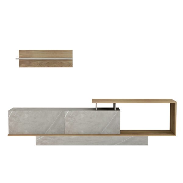 ΣΥΝΘΕΤΟ ΤΗΛΕΟΡΑΣΗΣ GARCELLE HM8904.14 ΜΕΛΑΜΙΝΗ ΦΥΣΙΚΟ-STONE TEXTURE 180x29,6x45Υεκ - Image 3