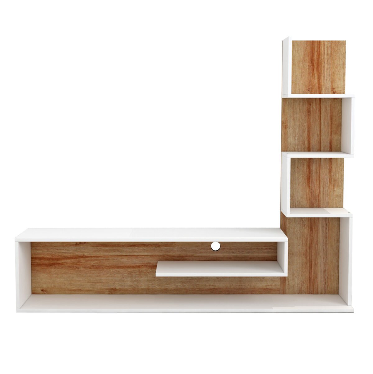 ΣΥΝΘΕΤΟ ΤΗΛΕΟΡΑΣΗΣ EDELIE HM8908.11 ΜΕΛΑΜΙΝΗ ΣΕ ΛΕΥΚΟ-ΦΥΣΙΚΟ 150x29,5x120Υεκ. - Image 4