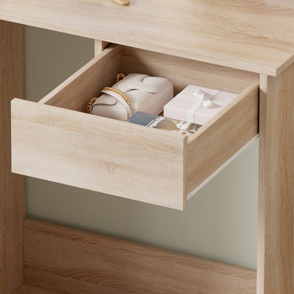 ΤΟΥΑΛΕΤΑ ΜΕ ΦΩΤΙΣΜΟ LED & ΡΑΦΙΑ LAURYN HM2501.01 ΜΕΛΑΜΙΝΗ ΣΕ SONAMA 75x40x134.5Υεκ - Image 4