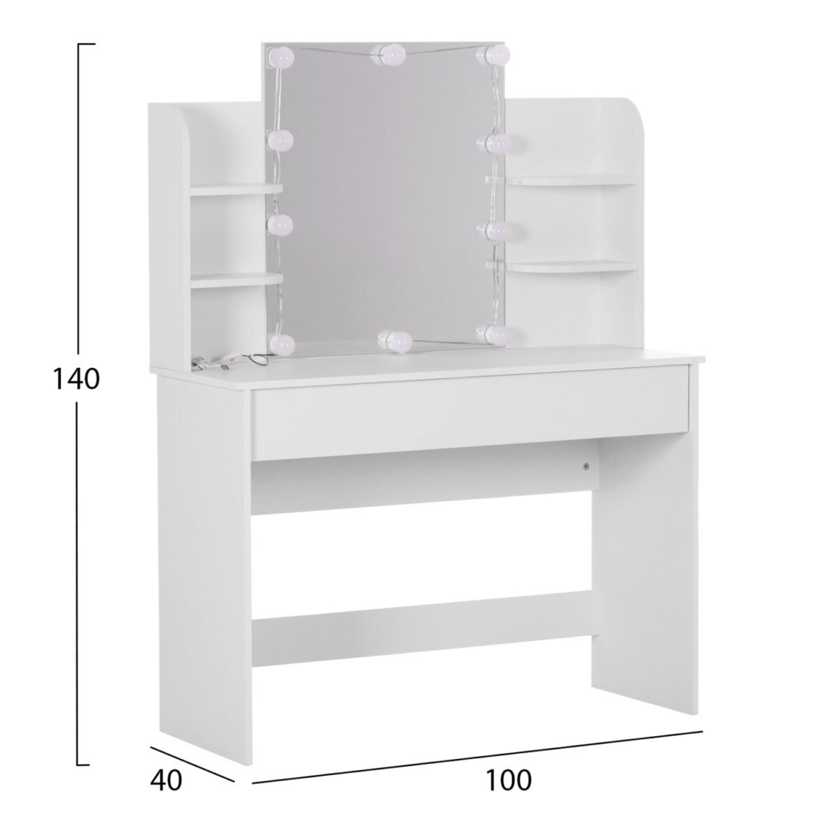 ΤΟΥΑΛΕΤΑ ΜΕ ΦΩΤΙΣΜΟ LED-ΡΑΦΙΑ-ΣΥΡΤΑΡΙΑ LAURYN HM2502.03 ΛΕΥΚΟ 108x40x140Υεκ - Image 2