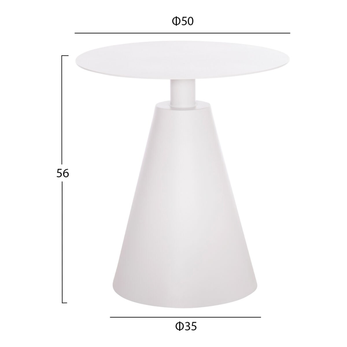 ΤΡΑΠΕΖΑΚΙ ΒΟΗΘ. ΣΤΡΟΓΓΥΛΟ ΕΞ.ΧΩΡΟΥ SERA HM6270.02 ΛΕΥΚΟ ΑΛΟΥΜΙΝΙΟ Φ50x56Υεκ. - Image 2