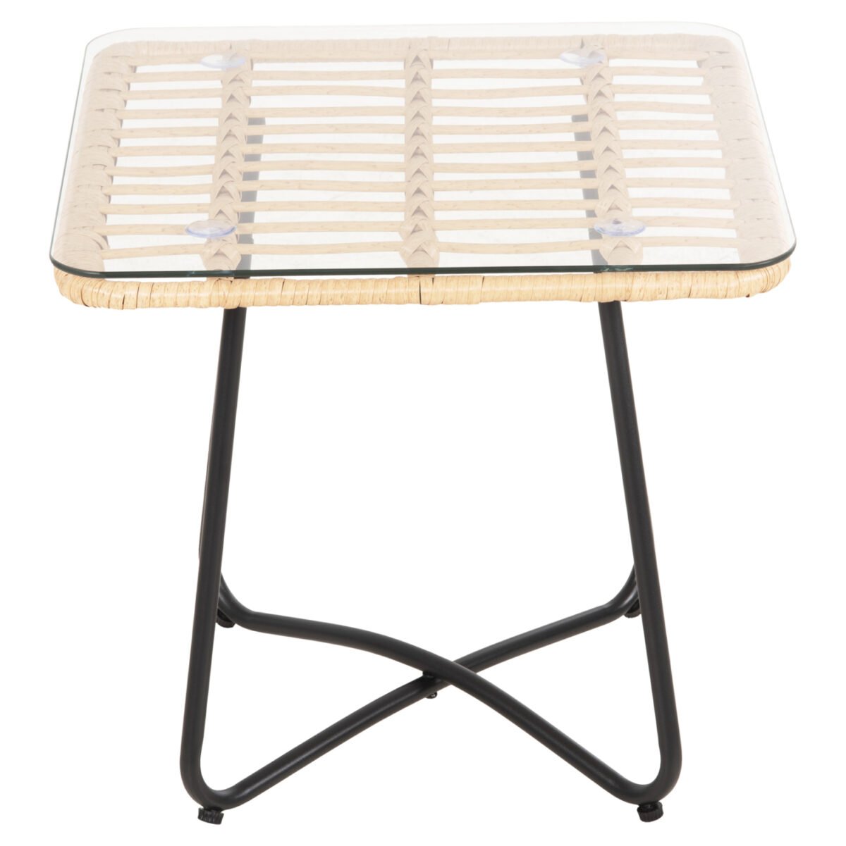 ΤΡΑΠΕΖΑΚΙ GERRY HM5717.11 ΜΕ WICKER ΜΠΕΖ-ΜΑΥΡΟ ΜΕΤΑΛ.ΣΚΕΛΕΤΟ 50x50x47,5Υεκ. - Image 3