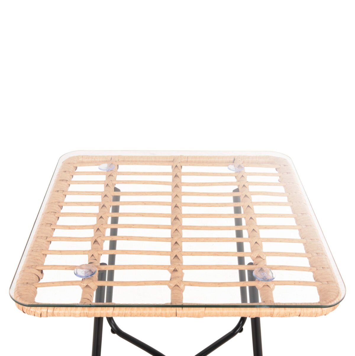 ΤΡΑΠΕΖΑΚΙ GERRY HM5717.11 ΜΕ WICKER ΜΠΕΖ-ΜΑΥΡΟ ΜΕΤΑΛ.ΣΚΕΛΕΤΟ 50x50x47,5Υεκ. - Image 4