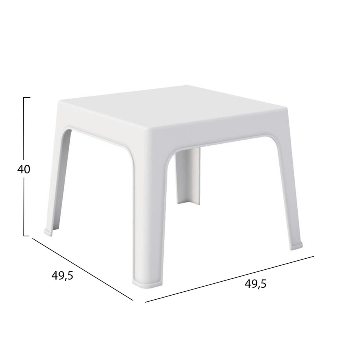 ΤΡΑΠΕΖΑΚΙ ΤΕΤΡΑΓΩΝΟ SLEEK HM6371.01 ΠΟΛΥΠΡΟΠΥΛΕΝΙΟ ΣΕ ΛΕΥΚΟ 49.5x49.5x40Υεκ. - Image 2