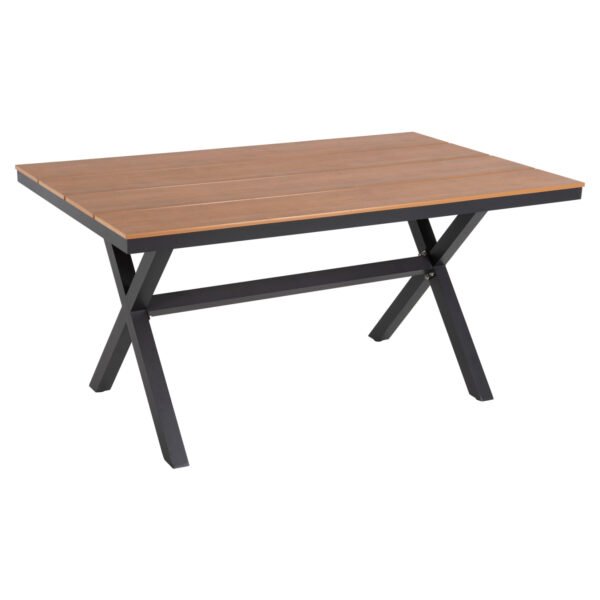 ΤΡΑΠΕΖΙ ΑΛΟΥΜΙΝΙΟΥ ΟΡΘΟΓΩΝΙΟ TAWNEE HM6037.01 ΑΝΘΡΑΚΙ-POLYWOOD ΦΥΣΙΚΟ 150x89