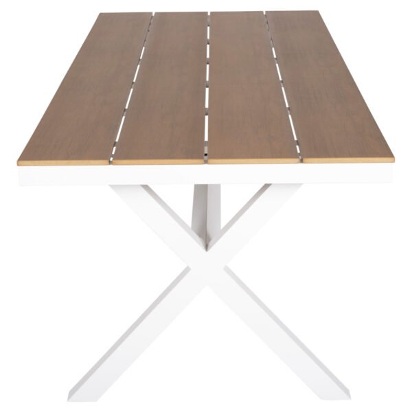 ΤΡΑΠΕΖΙ ΑΛΟΥΜΙΝΙΟΥ ΟΡΘΟΓΩΝΙΟ TAWNEE HM6039.02 ΛΕΥΚΟ-POLYWOOD ΦΥΣΙΚΟ 219,5x89,5x73Υ - Image 5