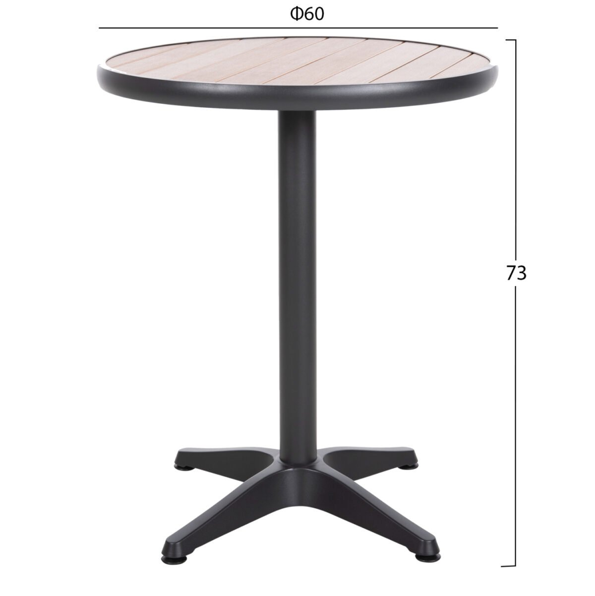 ΤΡΑΠΕΖΙ ΑΛΟΥΜΙΝΙΟΥ ΣΤΡΟΓΓΥΛΟ ALEXA HM6086.01 ΑΝΘΡΑΚΙ-POLYWOOD TOP ΦΥΣΙΚΟ Φ60x73Υεκ. - Image 2