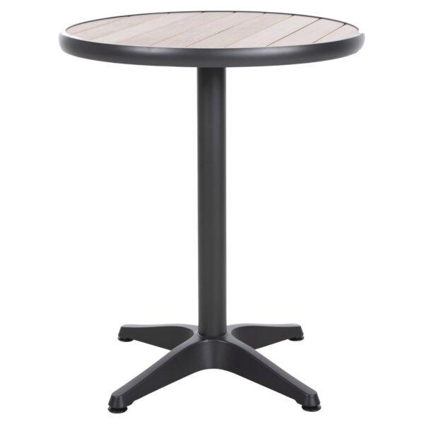 ΤΡΑΠΕΖΙ ΑΛΟΥΜΙΝΙΟΥ ΣΤΡΟΓΓΥΛΟ ALEXA HM6086.01 ΑΝΘΡΑΚΙ-POLYWOOD TOP ΦΥΣΙΚΟ Φ60x73Υεκ. - Image 3