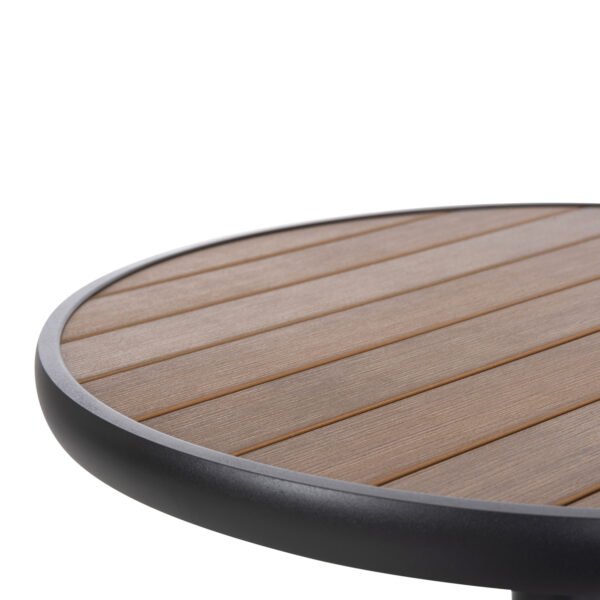 ΤΡΑΠΕΖΙ ΑΛΟΥΜΙΝΙΟΥ ΣΤΡΟΓΓΥΛΟ ALEXA HM6086.01 ΑΝΘΡΑΚΙ-POLYWOOD TOP ΦΥΣΙΚΟ Φ60x73Υεκ. - Image 6