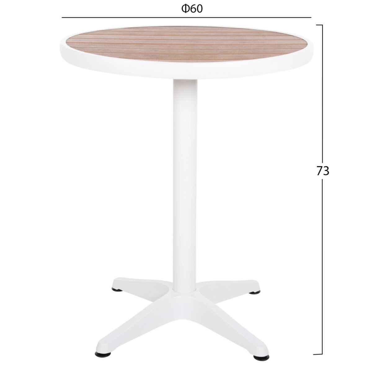 ΤΡΑΠΕΖΙ ΑΛΟΥΜΙΝΙΟΥ ΣΤΡΟΓΓΥΛΟ ALEXA HM6086.02 ΛΕΥΚΟ-POLYWOOD TOP ΦΥΣΙΚΟ Φ60x73Υεκ. - Image 2