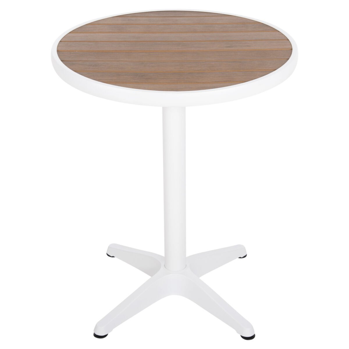 ΤΡΑΠΕΖΙ ΑΛΟΥΜΙΝΙΟΥ ΣΤΡΟΓΓΥΛΟ ALEXA HM6086.02 ΛΕΥΚΟ-POLYWOOD TOP ΦΥΣΙΚΟ Φ60x73Υεκ. - Image 3