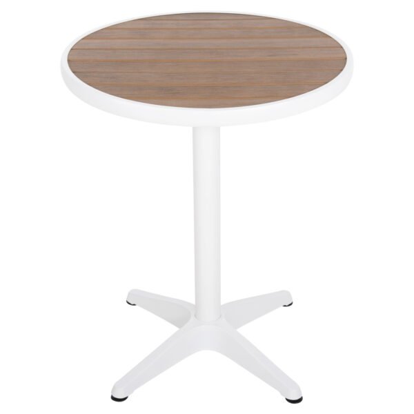 ΤΡΑΠΕΖΙ ΑΛΟΥΜΙΝΙΟΥ ΣΤΡΟΓΓΥΛΟ ALEXA HM6086.02 ΛΕΥΚΟ-POLYWOOD TOP ΦΥΣΙΚΟ Φ60x73Υεκ. - Image 3