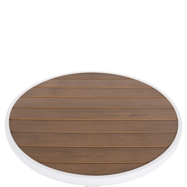 ΤΡΑΠΕΖΙ ΑΛΟΥΜΙΝΙΟΥ ΣΤΡΟΓΓΥΛΟ ALEXA HM6086.02 ΛΕΥΚΟ-POLYWOOD TOP ΦΥΣΙΚΟ Φ60x73Υεκ. - Image 4