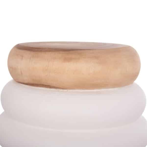 ΤΡΑΠΕΖΙ ΒΟΗΘΗΤΙΚΟ PUFFAT HM18172.02 FIBER CEMENT ΛΕΥΚΟ- ΞΥΛΟ TEAK TOP Φ45x46Υεκ. - Image 4