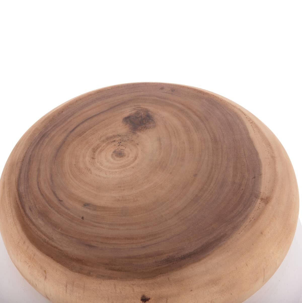 ΤΡΑΠΕΖΙ ΒΟΗΘΗΤΙΚΟ PUFFAT HM18172.02 FIBER CEMENT ΛΕΥΚΟ- ΞΥΛΟ TEAK TOP Φ45x46Υεκ. - Image 5