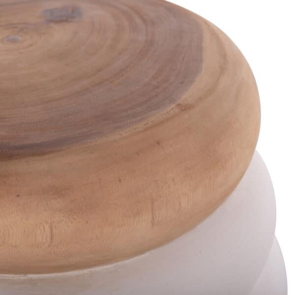 ΤΡΑΠΕΖΙ ΒΟΗΘΗΤΙΚΟ PUFFAT HM18172.02 FIBER CEMENT ΛΕΥΚΟ- ΞΥΛΟ TEAK TOP Φ45x46Υεκ. - Image 6