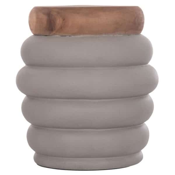 ΤΡΑΠΕΖΙ ΒΟΗΘΗΤΙΚΟ PUFFAT HM18172.03 FIBER CEMENT ΓΚΡΙ- ΞΥΛΟ TEAK TOP Φ45x46Υεκ. - Image 3