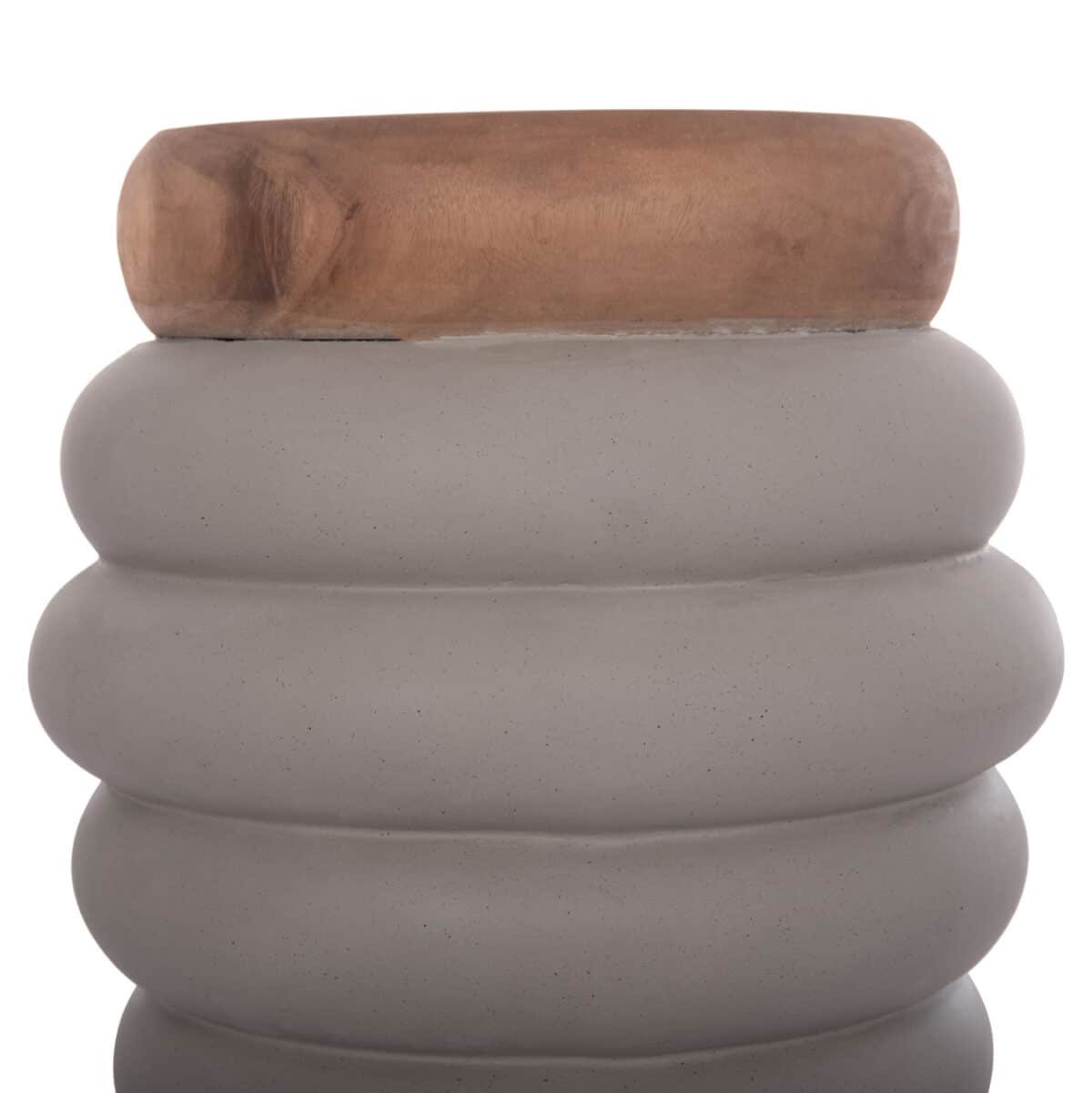 ΤΡΑΠΕΖΙ ΒΟΗΘΗΤΙΚΟ PUFFAT HM18172.03 FIBER CEMENT ΓΚΡΙ- ΞΥΛΟ TEAK TOP Φ45x46Υεκ. - Image 4