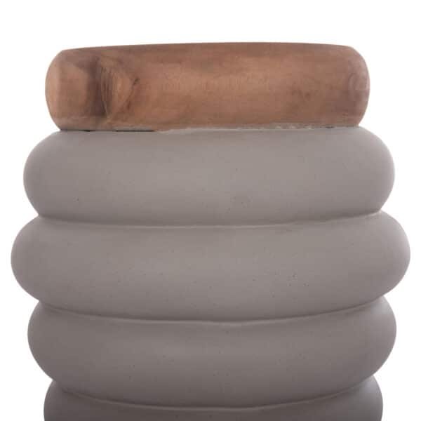 ΤΡΑΠΕΖΙ ΒΟΗΘΗΤΙΚΟ PUFFAT HM18172.03 FIBER CEMENT ΓΚΡΙ- ΞΥΛΟ TEAK TOP Φ45x46Υεκ. - Image 4