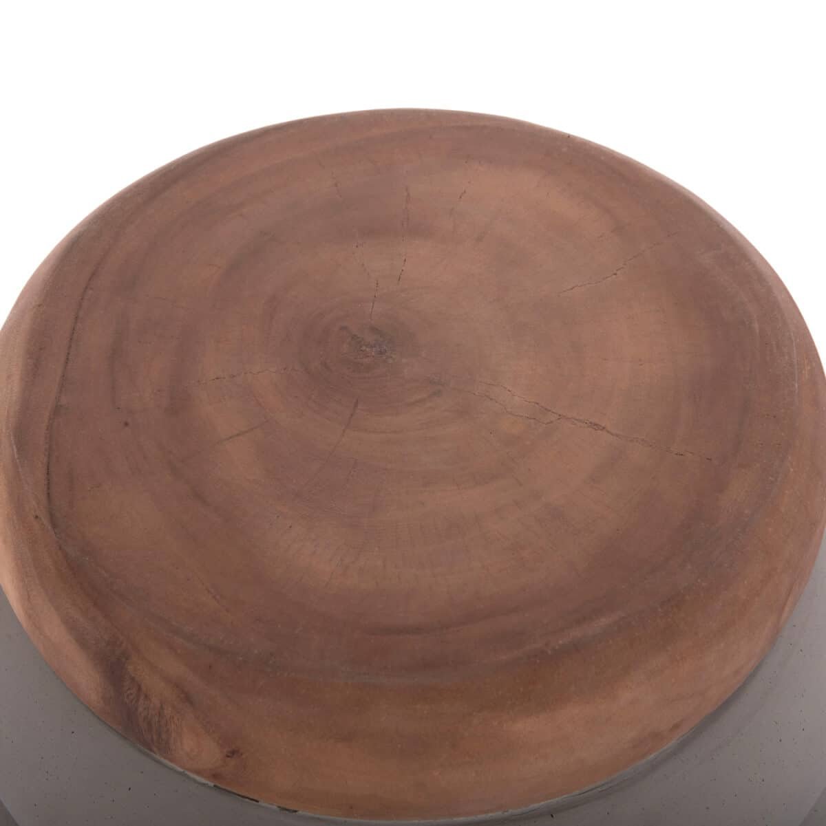 ΤΡΑΠΕΖΙ ΒΟΗΘΗΤΙΚΟ PUFFAT HM18172.03 FIBER CEMENT ΓΚΡΙ- ΞΥΛΟ TEAK TOP Φ45x46Υεκ. - Image 5