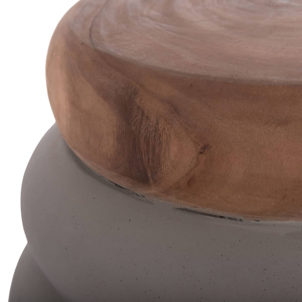 ΤΡΑΠΕΖΙ ΒΟΗΘΗΤΙΚΟ PUFFAT HM18172.03 FIBER CEMENT ΓΚΡΙ- ΞΥΛΟ TEAK TOP Φ45x46Υεκ. - Image 7