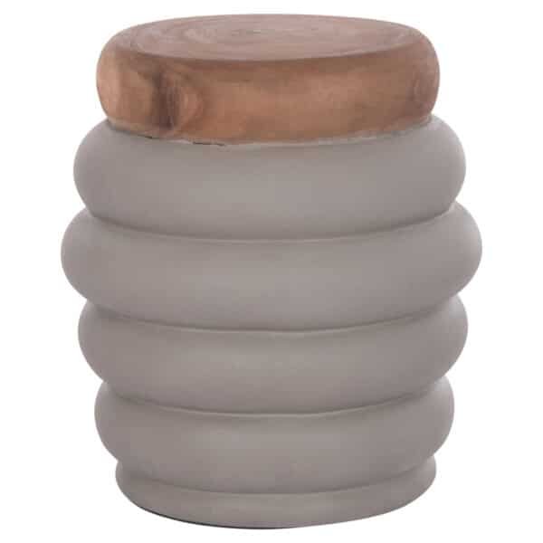 ΤΡΑΠΕΖΙ ΒΟΗΘΗΤΙΚΟ PUFFAT HM18172.03 FIBER CEMENT ΓΚΡΙ- ΞΥΛΟ TEAK TOP Φ45x46Υεκ.