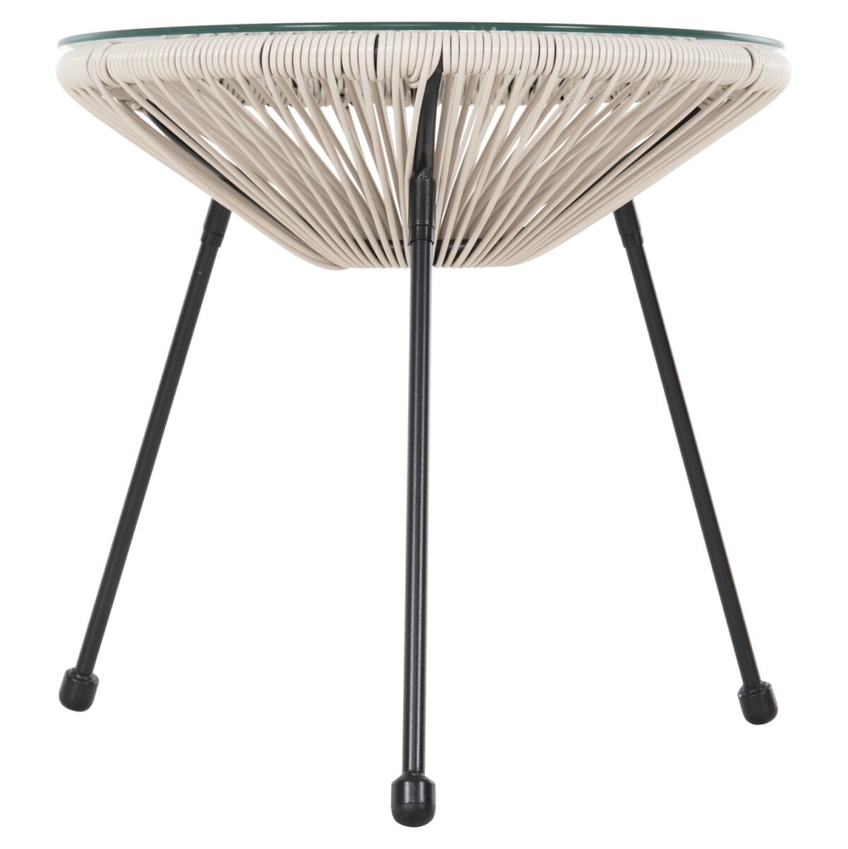 ΤΡΑΠΕΖΙ ΒΟΗΘΗΤΙΚΟ ALLEGRA HM5874.03 ΜΕΤΑΛΛΟ ΜΑΥΡΟ-ΣΥΝΘ. RATTAN ΜΠΕΖ Φ47x45Yεκ. - Image 3