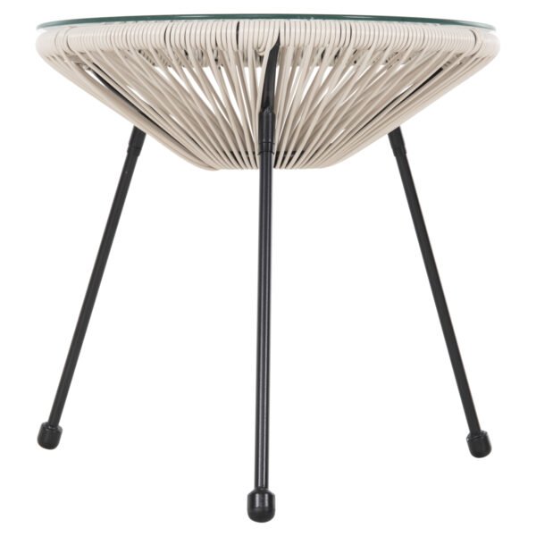 ΤΡΑΠΕΖΙ ΒΟΗΘΗΤΙΚΟ ALLEGRA HM5874.03 ΜΕΤΑΛΛΟ ΜΑΥΡΟ-ΣΥΝΘ. RATTAN ΜΠΕΖ Φ47x45Yεκ. - Image 3