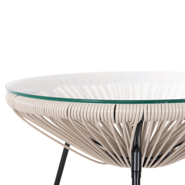 ΤΡΑΠΕΖΙ ΒΟΗΘΗΤΙΚΟ ALLEGRA HM5874.03 ΜΕΤΑΛΛΟ ΜΑΥΡΟ-ΣΥΝΘ. RATTAN ΜΠΕΖ Φ47x45Yεκ. - Image 5