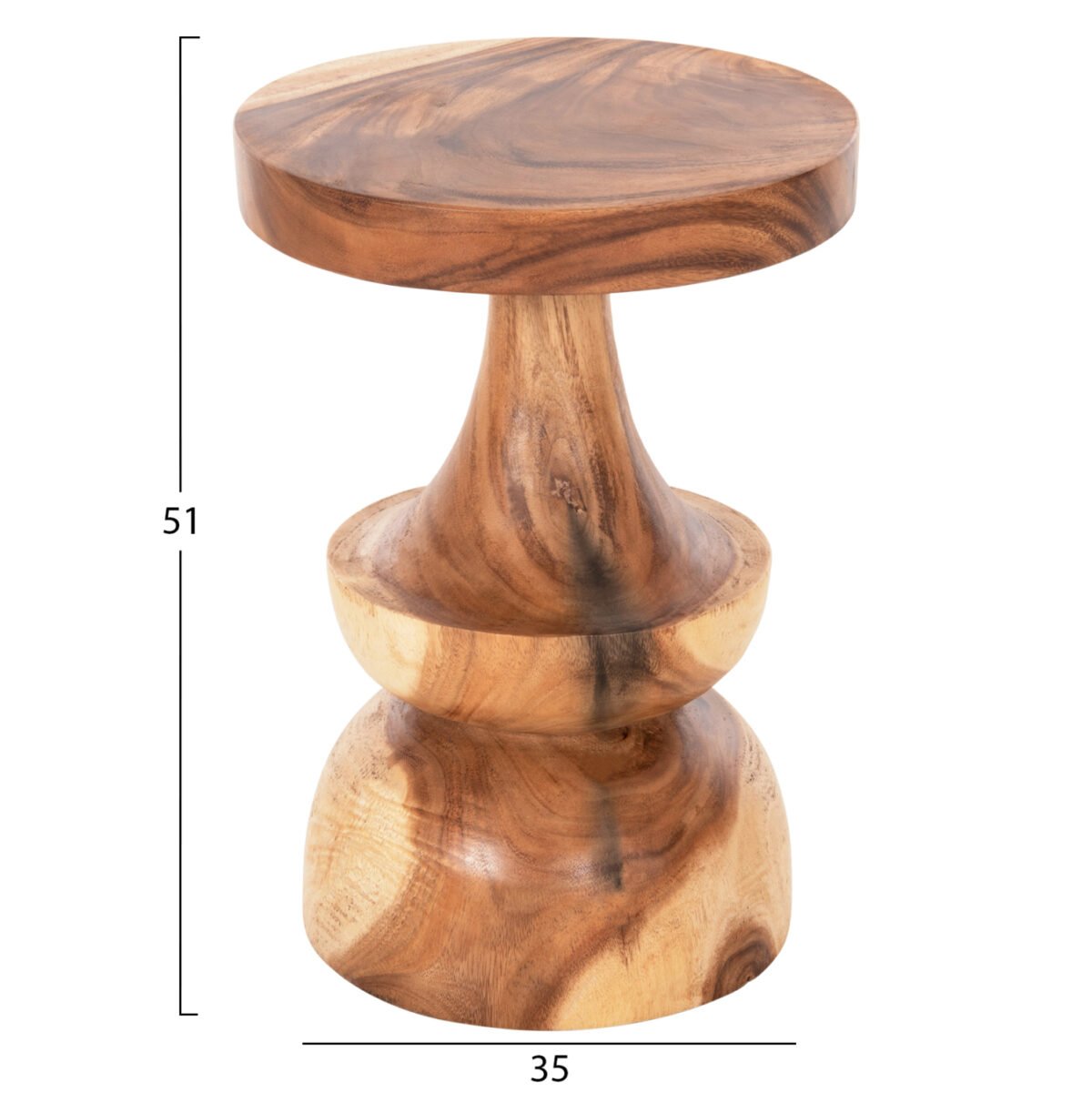 ΤΡΑΠΕΖΙ ΒΟΗΘΗΤΙΚΟ BERMAN HM9902 ΜΑΣΙΦ ΞΥΛΟ SUAR ΣΕ ΦΥΣΙΚΟ Φ35x51Υεκ. - Image 2