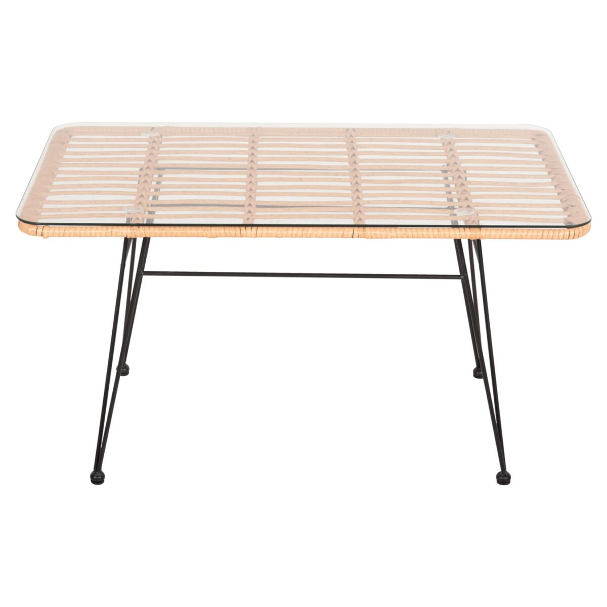 ΤΡΑΠΕΖΙ ΕΞ.ΧΩΡΟΥ ΧΑΜΗΛΟ ALLEGRA HM6076 ΜΑΥΡΟ ΜΕΤΑΛΛΟ-ΜΠΕΖ WICKER 95X55X51.5Yεκ. - Image 3