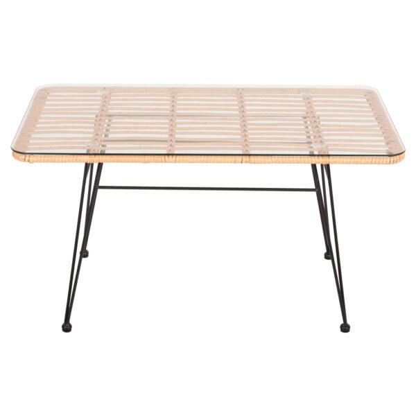 ΤΡΑΠΕΖΙ ΕΞ.ΧΩΡΟΥ ΧΑΜΗΛΟ ALLEGRA HM6076 ΜΑΥΡΟ ΜΕΤΑΛΛΟ-ΜΠΕΖ WICKER 95X55X51.5Yεκ. - Image 3